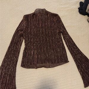 Anthropologie Metallic Brown Top